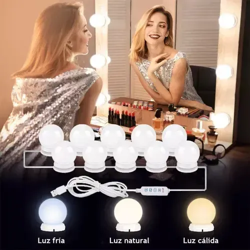 M Luces Para Espejo Tocador Maquillaje 10 Led Bombillas