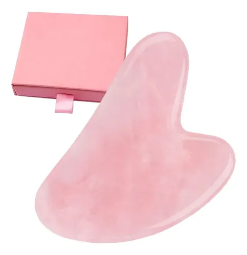 Herramienta Facial Gua Sha Con Piedra De Cuarzo Rosa, Para M
