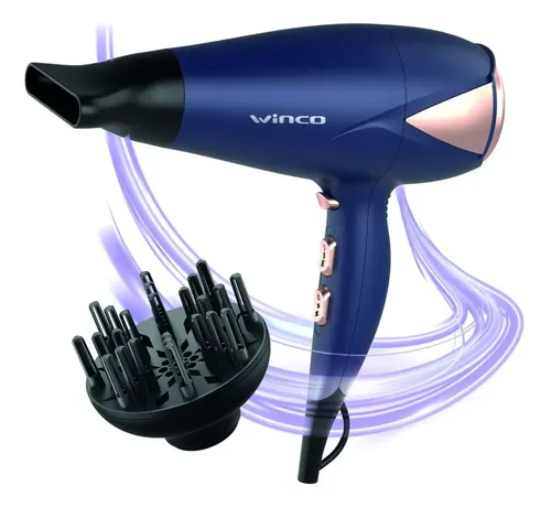 Secador De Pelo Con Difusor Winco W4192 Azul
