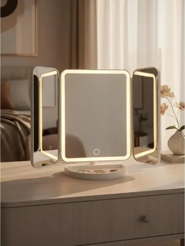 Espejo De Maquillaje Con Aumento 1x/2x/3x Led 3modos Recarga