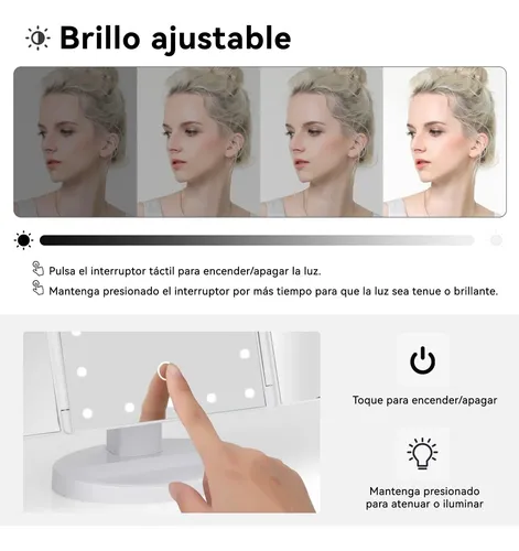 Espejo Maquillaje Escritorio, Espejo Maquillaje Con Luz Ax