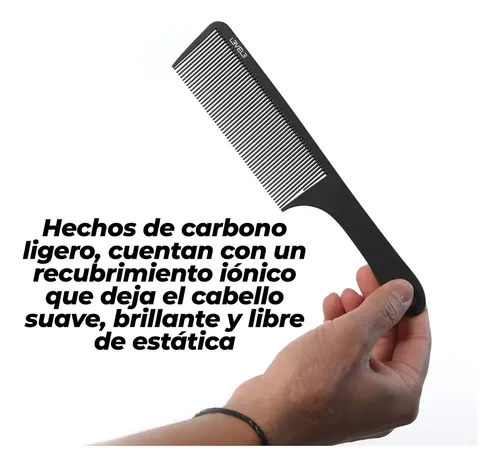 Set De 9 Peines De Cabello Para Barberos De Carbón Level 3 Color Negro
