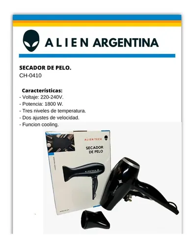 Secador De Pelo 1800w 220v Frio Calor Standard Secado Rapido