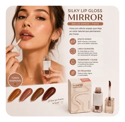 Labial Líquido Tinta Efecto Espejo Mansly Tonos Chocolate
