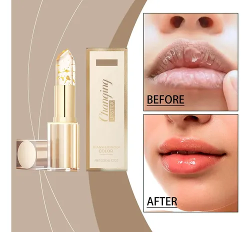 Lápiz Labial Que Cambia De Color, Brillo, Hidratante E Hidra Dorado