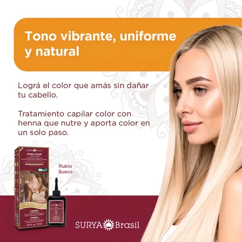 Tintura de Pelo Henna Crema Surya Brasil Rubio Sueco