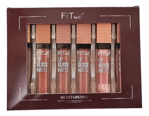 Set De 6 Labiales Lip Gloss Matte Tonos Nude Rosados Fit Me!