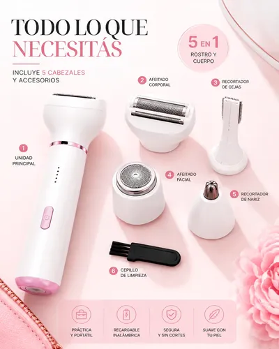 Depiladora Afeitadora Mujer 5en1 Facial Corporal Recargable