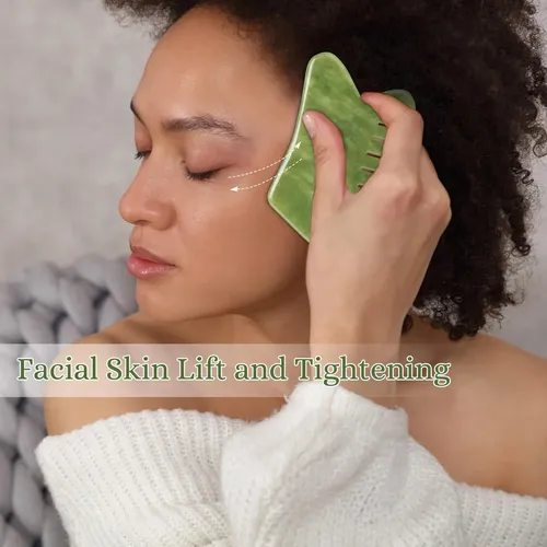 Peine Masajeador Leosense Jade, Herramienta Gua Sha De 10 Cm