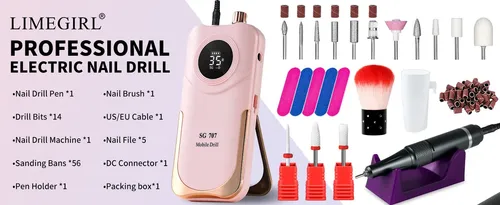 Lima Uñas Sg707 35000rpm Recargable Portátil Kit Uñas