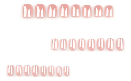 Uñas Postizas Tips Nude Cuadradas Pegamento Press On Nails
