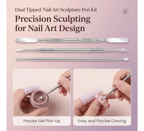 Set 3 Herramientas 3d Uñas Gel Acrílico Manicura Diy