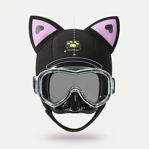 Gorro De Neopreno Con Orejas De Gato Para Buceo, Gorro Negro