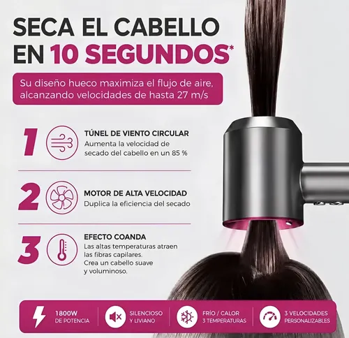 Secador Pelo Profesional Alto Potencia Aire Frío Calor