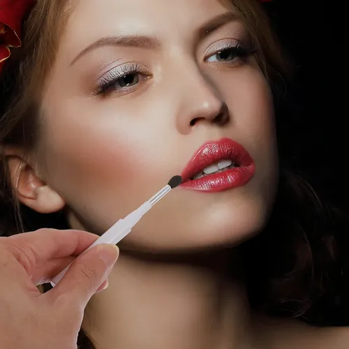 Brocha De Maquillaje Con Tapa De Silicona Para Labios, 10 Un