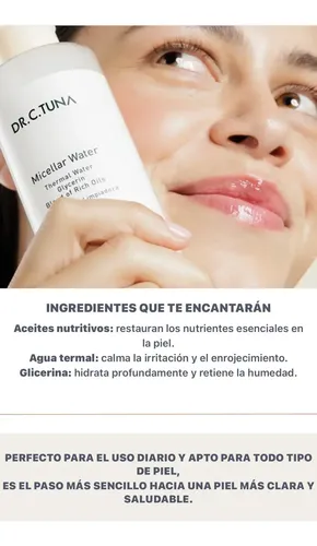 Agua Micelar Thermal Limpiadora Dr C Tuna Farmasi 225mls