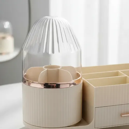 Organizador Maquillaje Giratorio 360° Cajón Tapa Antipolvo