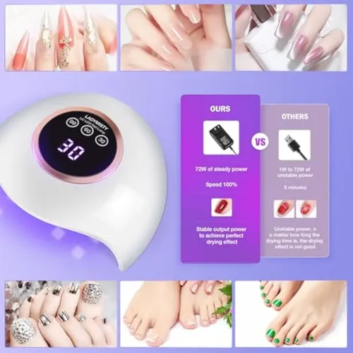 Lámpara De Uñas Led Uv De 72 W, Secadora De Luz