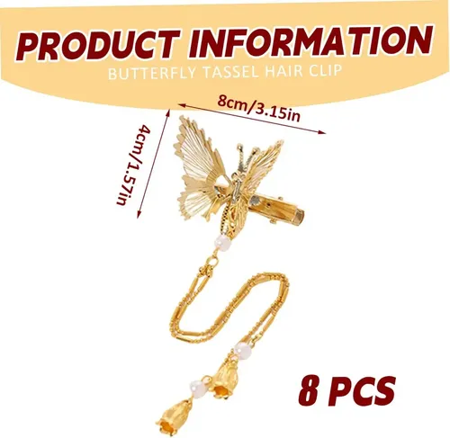 Y 8 Piezas De Accesorios Para El Cabello Con Borlas En Forma