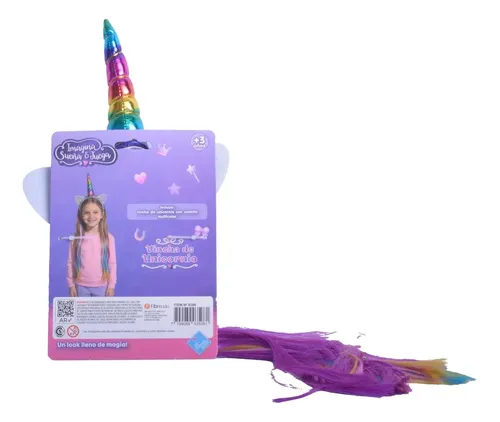 Vincha Unicornio Con Pelo Multicolor Y Glitter