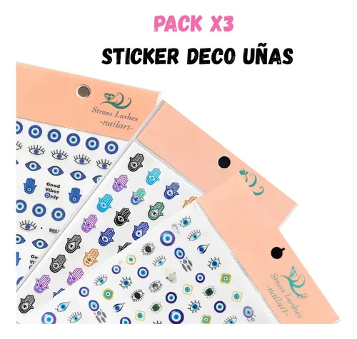 Stickers P Uñas Manicuria Decoración Autoadhesivas Pack X3