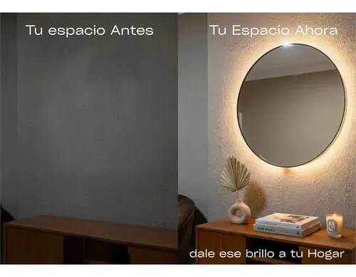 Espejo Redondo Con Luz Led 60cm Decorativo Pared Baño/living