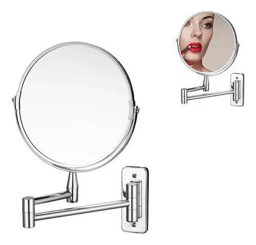 Espejo 20cmts Diametro Articulado Aumento 2x Maquillaje Baño