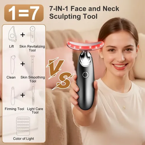 Masajeador Facial Neatlt Con Luz Roja Y Rodillo De Jade 7 En