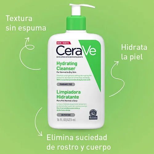 Cerave Hydrating Cleanser Gel Limpiador Facial Piel Normal