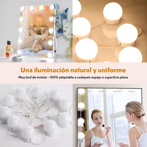 Kit 10 Luces Led Para Espejo Hollywood Maquillaje Makeup