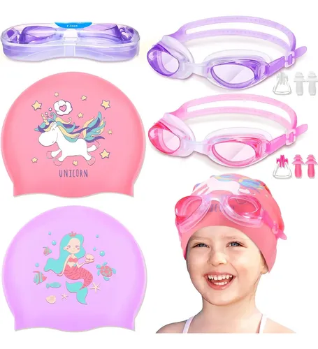 Paquete De 8 Gorros De Natacion Para Ninos Para Cabello L… No Aplica