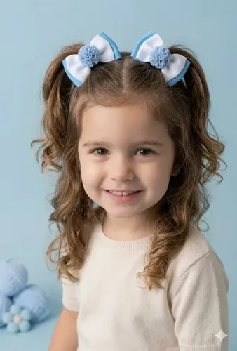 Colitas Moño Pelo Niña X6 Infantil Flores Pompones Colores