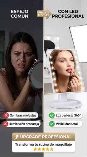 Espejo Rectangular De Mano Aitech Espejo Led Rectangular Con