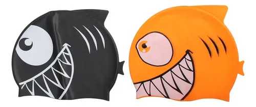 Gorro De Natación Con Forma De Pez Con Dibujos Animados, 2 U