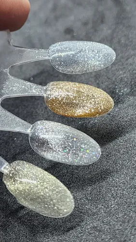 Kit X 4 Ojos Semi De Gato Dorado Plata Glitter
