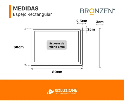 Espejo Premium Horizontal Rectangular Luz Led Frontal 80×60