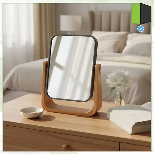 Espejo Mesa Doble Faz Aumento Madera 13x17cm Vertigo Vgo