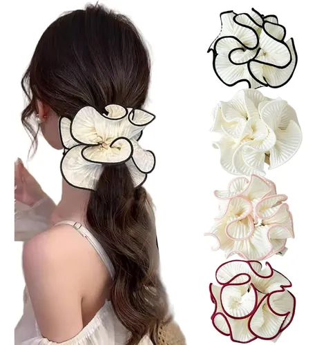 4pcs Oversized Double Layer Ruffled Scrunchies