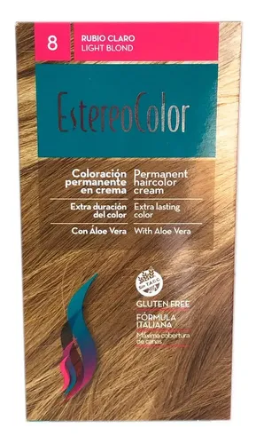 Tintura EstereoColor Kit Permanente Tono 8 Rubio Claro Sin Amoníaco Vegano