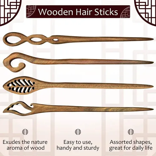 8 Piezas Palitos De Madera Para Cabello Y Pelo