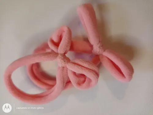 Par De Gomitas Moño De Moda Accesorio Para El Pelo Color Rosa Claro Mono