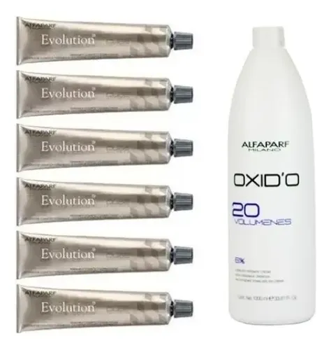 Kit Alfaparf Oxidante 20 Vol X 1l + 6 Tinturas A Elección Tono varios