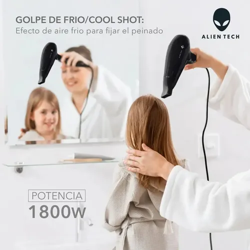 Secador De Pelo 1800w Frio Calor Standard Secado Rapido Negro