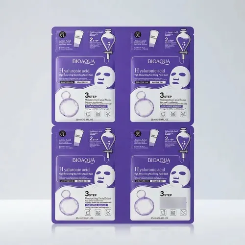 Setx4 Mascarilla Facial Ácido Hialurónico Bioaqua 3 Pasos
