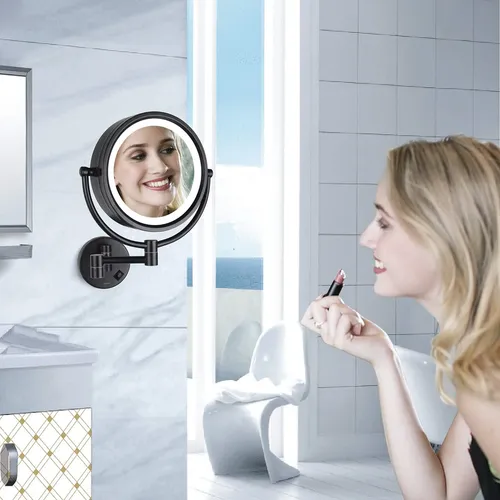 Espejo De Maquillaje De Pared Con Luz Y Aumento 10x Dowry