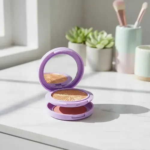 Rubor E Iluminador Tono 01 En Polvo 2 En 1 Maquillaje Rostro Veoquiero