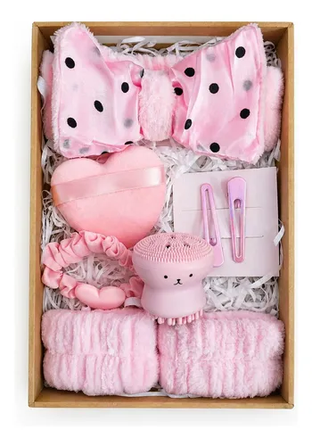 Kit Skincare Caja De Regalo Modelo Moño Niña Rosa 7 Unidades