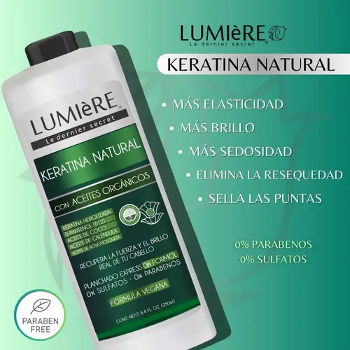 Keratina Nutritiva Organica Natural Sin Formol 1 Lt. Lumiere