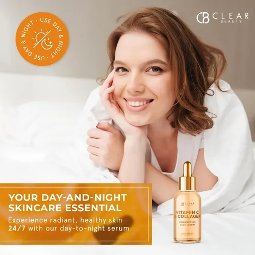 Sérum De Vitamina C Para Rostro Con Colágeno De 1.69 Onzas L Todo Tipo De Piel Día/noche