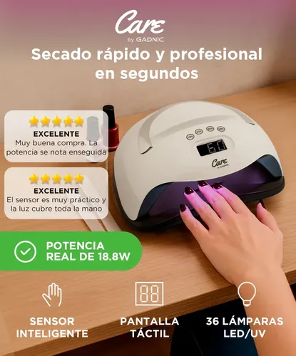 Lámpara Secador Uñas Gadnic Led Uv Con Sensor Y Timer